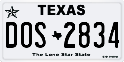 TX license plate DOS2834