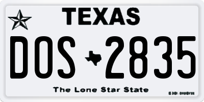 TX license plate DOS2835