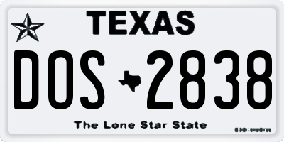 TX license plate DOS2838