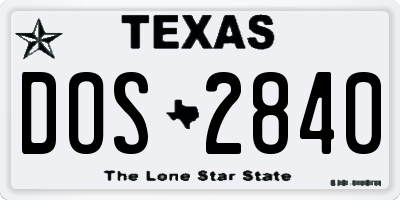 TX license plate DOS2840