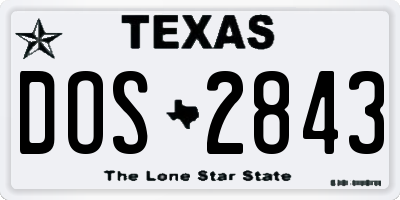 TX license plate DOS2843