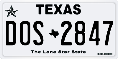 TX license plate DOS2847