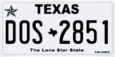 TX license plate DOS2851