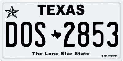 TX license plate DOS2853