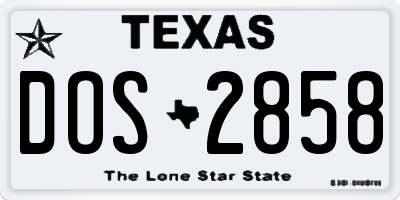 TX license plate DOS2858