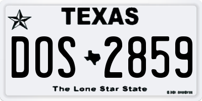 TX license plate DOS2859