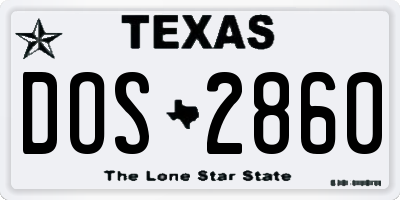 TX license plate DOS2860