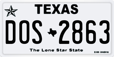 TX license plate DOS2863