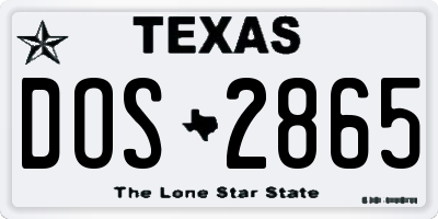 TX license plate DOS2865
