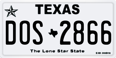 TX license plate DOS2866