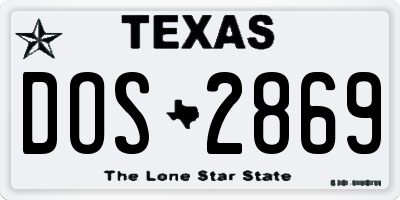 TX license plate DOS2869