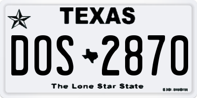 TX license plate DOS2870