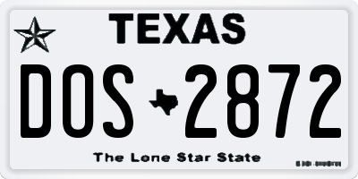 TX license plate DOS2872