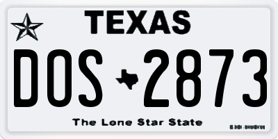 TX license plate DOS2873