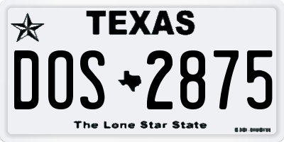 TX license plate DOS2875