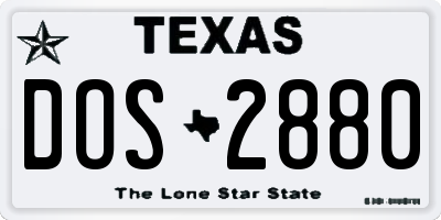 TX license plate DOS2880