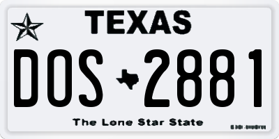 TX license plate DOS2881