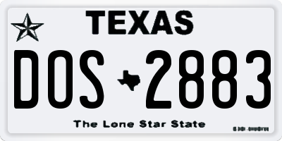 TX license plate DOS2883
