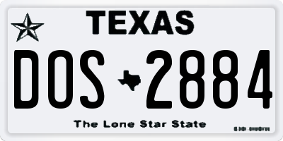 TX license plate DOS2884