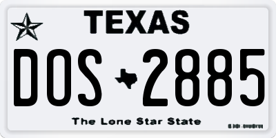 TX license plate DOS2885