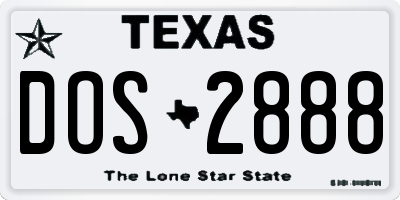 TX license plate DOS2888