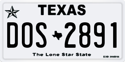 TX license plate DOS2891