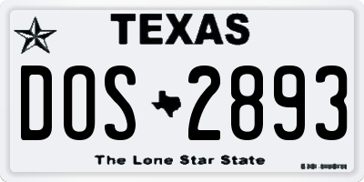 TX license plate DOS2893