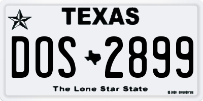 TX license plate DOS2899