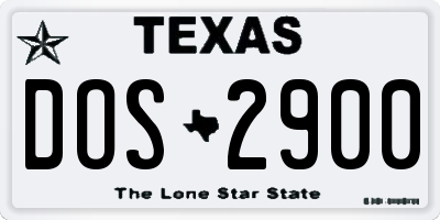 TX license plate DOS2900