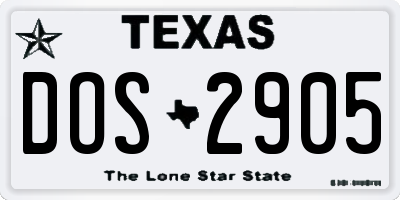 TX license plate DOS2905