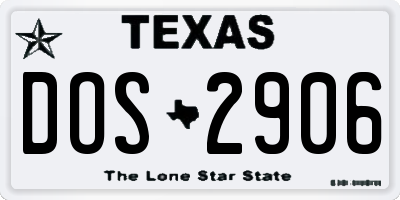 TX license plate DOS2906