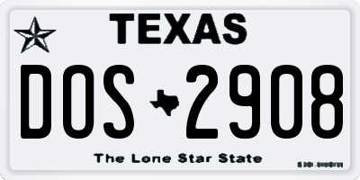 TX license plate DOS2908