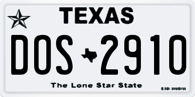 TX license plate DOS2910