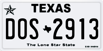TX license plate DOS2913