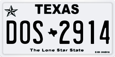 TX license plate DOS2914