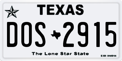 TX license plate DOS2915
