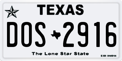 TX license plate DOS2916