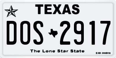 TX license plate DOS2917