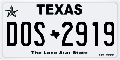 TX license plate DOS2919