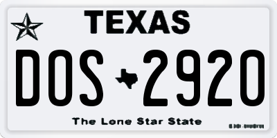 TX license plate DOS2920