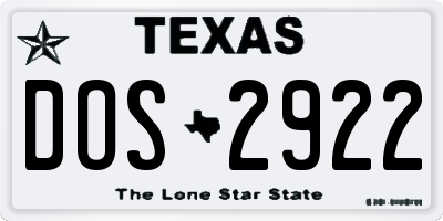 TX license plate DOS2922