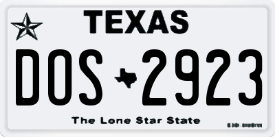 TX license plate DOS2923