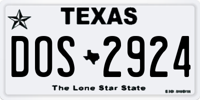 TX license plate DOS2924