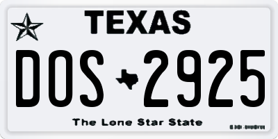 TX license plate DOS2925