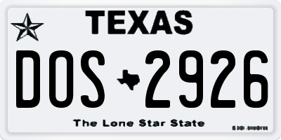 TX license plate DOS2926