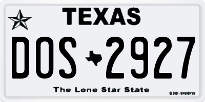 TX license plate DOS2927