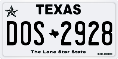 TX license plate DOS2928