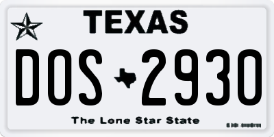 TX license plate DOS2930