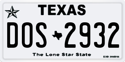 TX license plate DOS2932