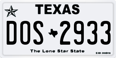 TX license plate DOS2933